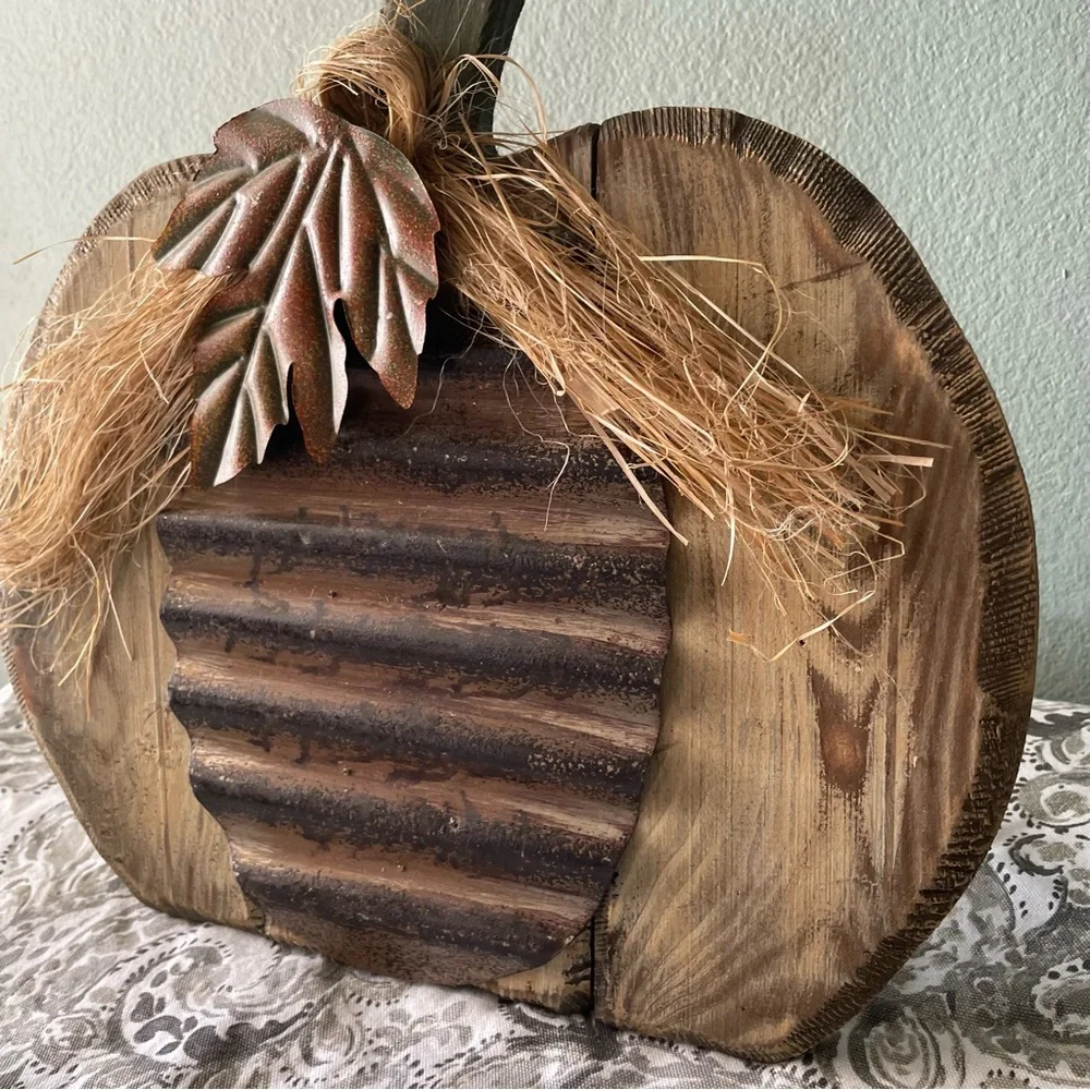 Large Standing Wooden Metal Rustic Pumpkin Fall Decor